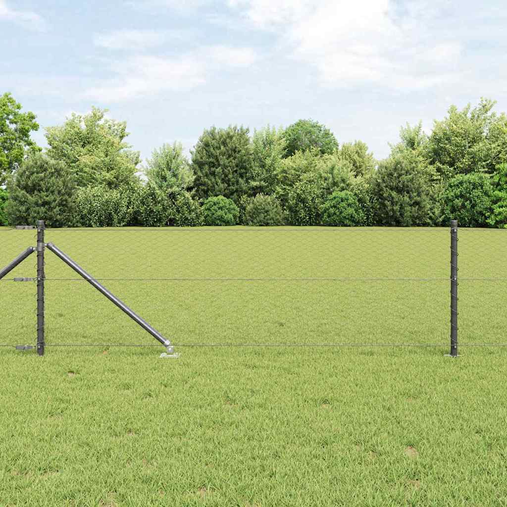 Vidaxl zeshoekig gaasgek met palen 25 x 0,6 m pvc-coated staal grijs
