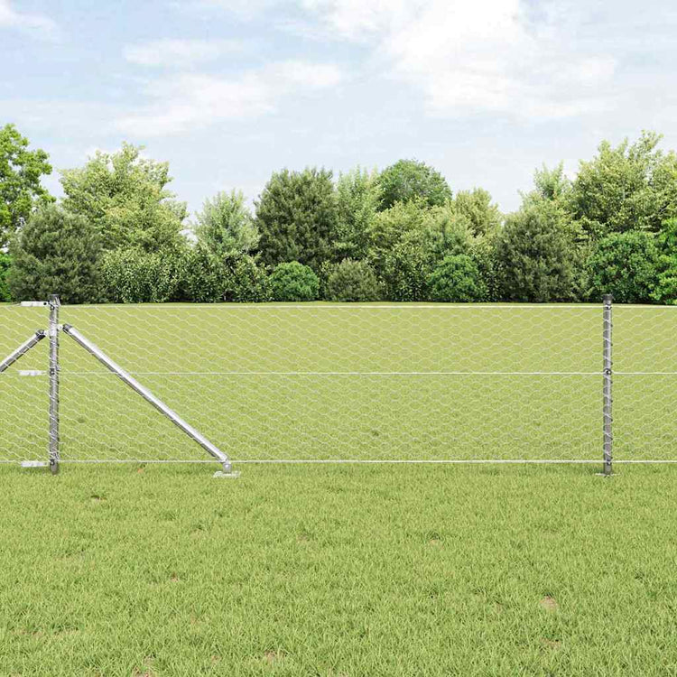 Vidaxl zeshoekig gaasgek met palen 10 x 0,6 m gegalvaniseerd staal