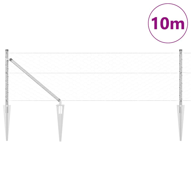 Vidaxl zeshoekig gaasgek met palen 10 x 0,6 m gegalvaniseerd staal