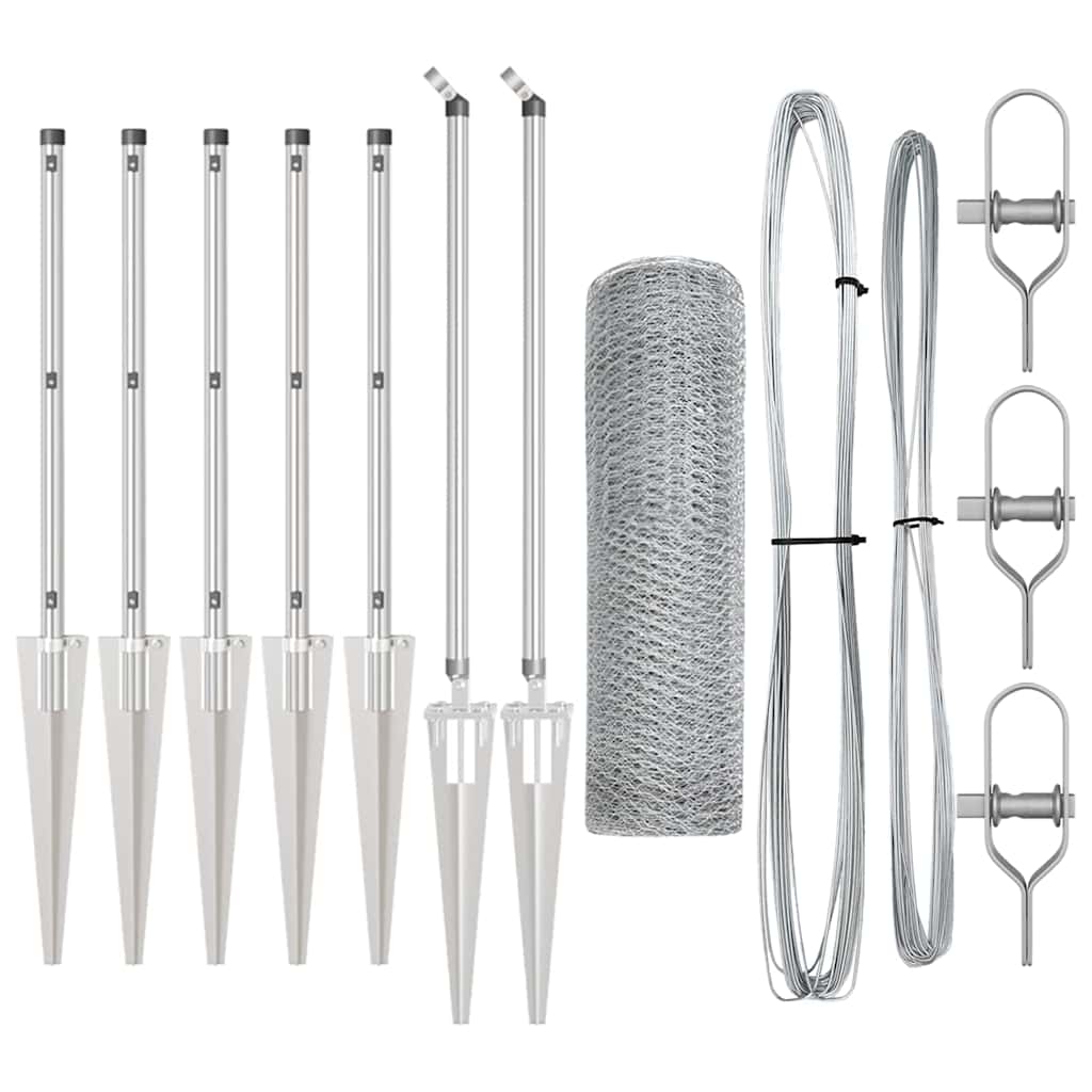 Vidaxl afrasteringspaal zilver 10 x 0,8 m (13 mm gaas) staal