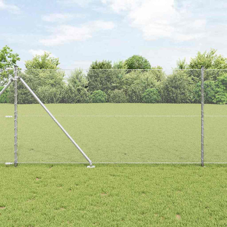 Vidaxl zeshoekig gaasgek met palen 10 x 1 m gegalvaniseerd staal mesh