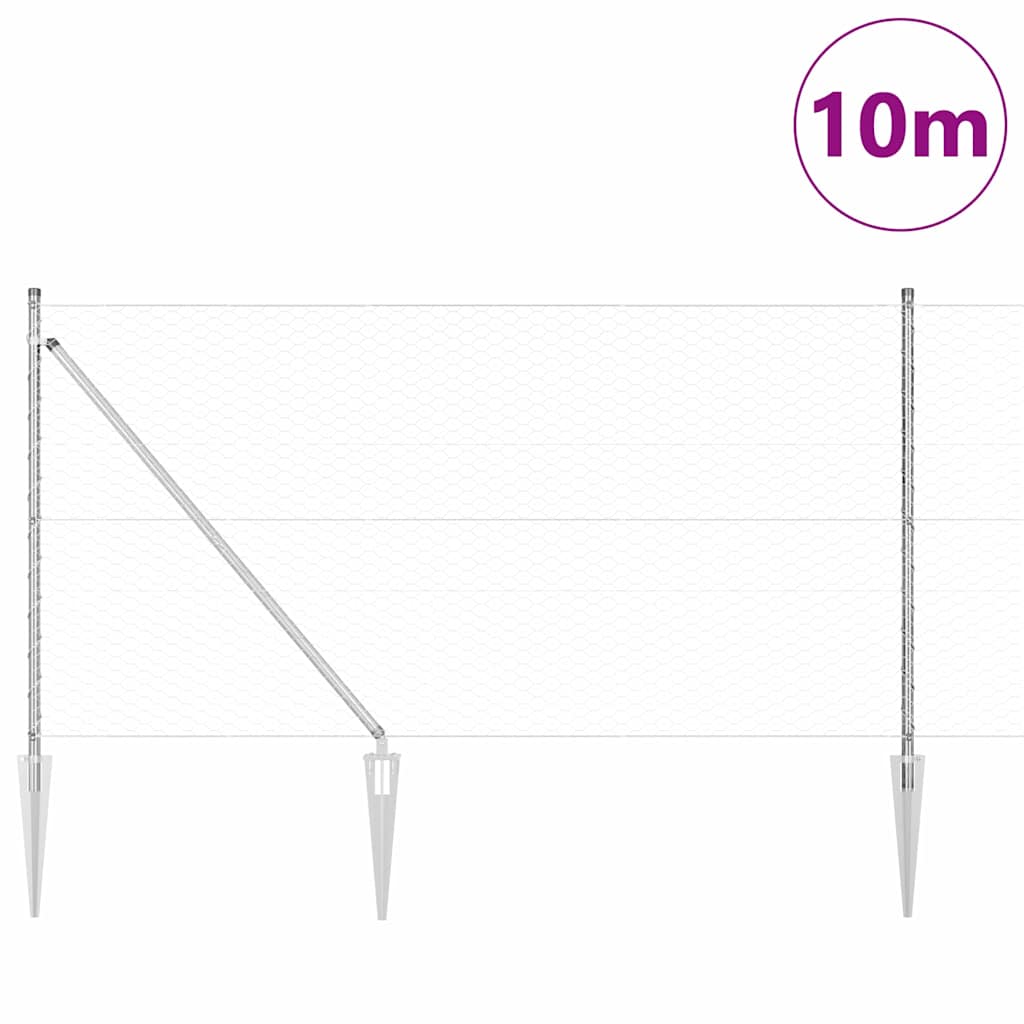 Vidaxl afrasteringspaal zilver 10 x 1 m (36 mm gaas) staal