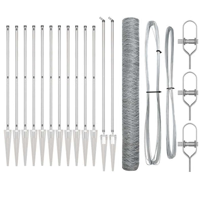 Vidaxl afrasteringspaal zilver 10 x 1,2 m (50 mm gaas) staal