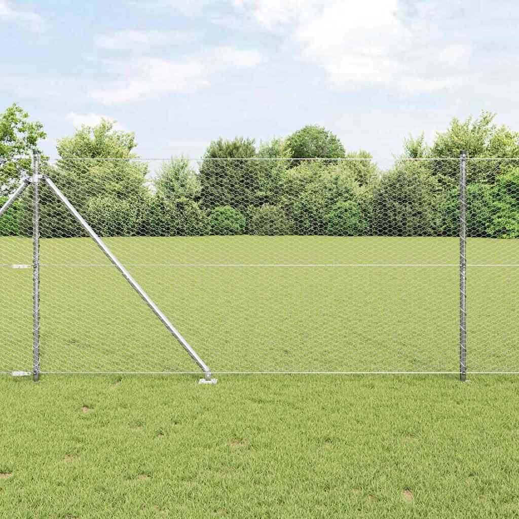 Vidaxl zeshoekig gaasgek met palen 10 x 1,4 m gegalvaniseerd staal