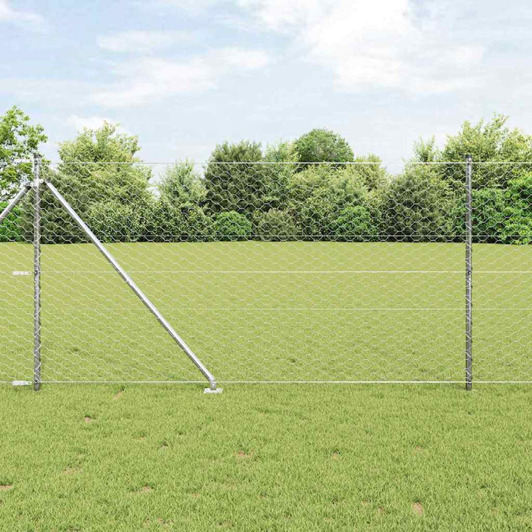 Vidaxl zeshoekig gaasgek met palen 10 x 1,4 m gegalvaniseerd staal