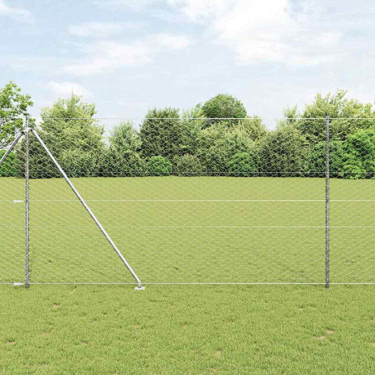Vidaxl zeshoekig gaasgek met palen 10 x 1,5 m gegalvaniseerd staal