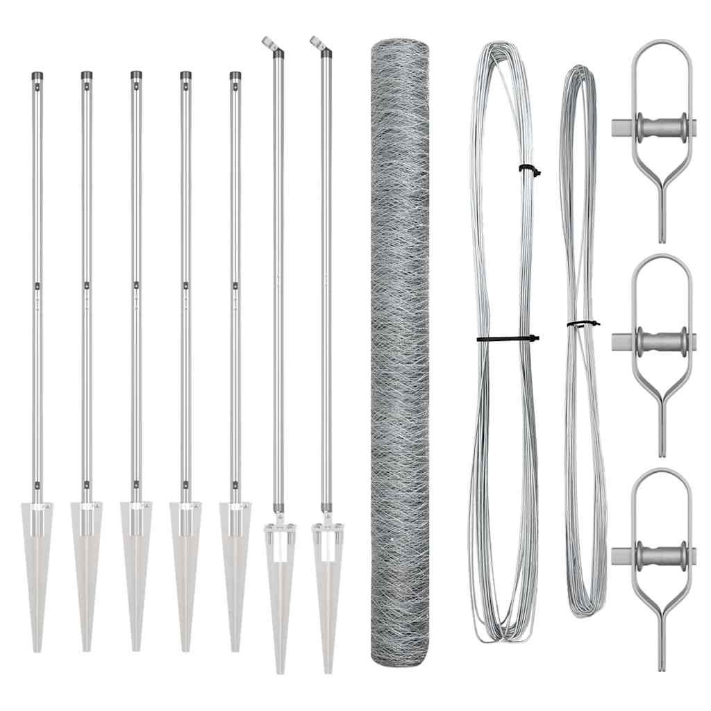 Vidaxl afrasteringspaal zilver 10 x 1,5 m (50 mm gaas) staal