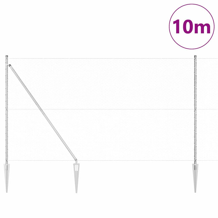 Vidaxl zeshoekig gaasgek met palen 10 x 1,6 m gegalvaniseerd staal