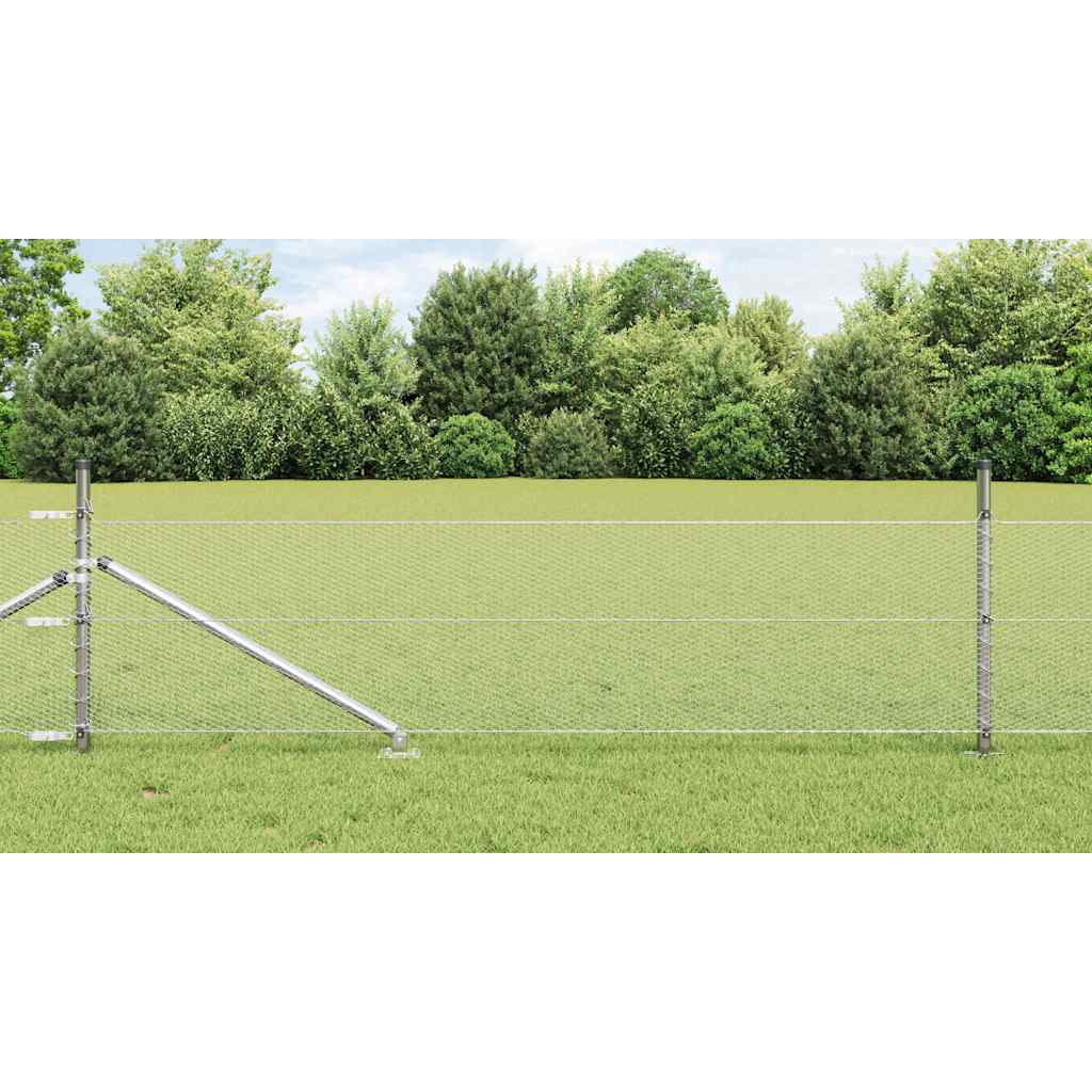 Vidaxl zeshoekig gaasgek met palen 25 x 0,4 m gegalvaniseerd staal