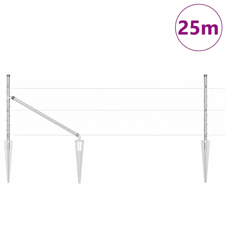Vidaxl zeshoekig gaasgek met palen 25 x 0,5 m gegalvaniseerd staal