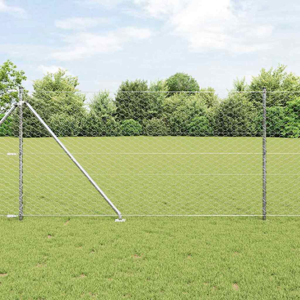 Vidaxl afrasteringspaal zilver 25 x 1 m (50 mm gaas) staal