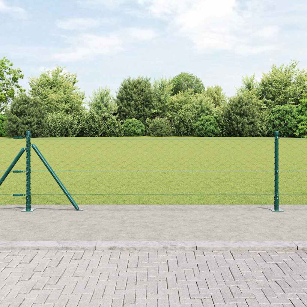 Vidaxl zeshoekig gaashek met betonnen voetstuk 10 x 0,6 m groen mesh