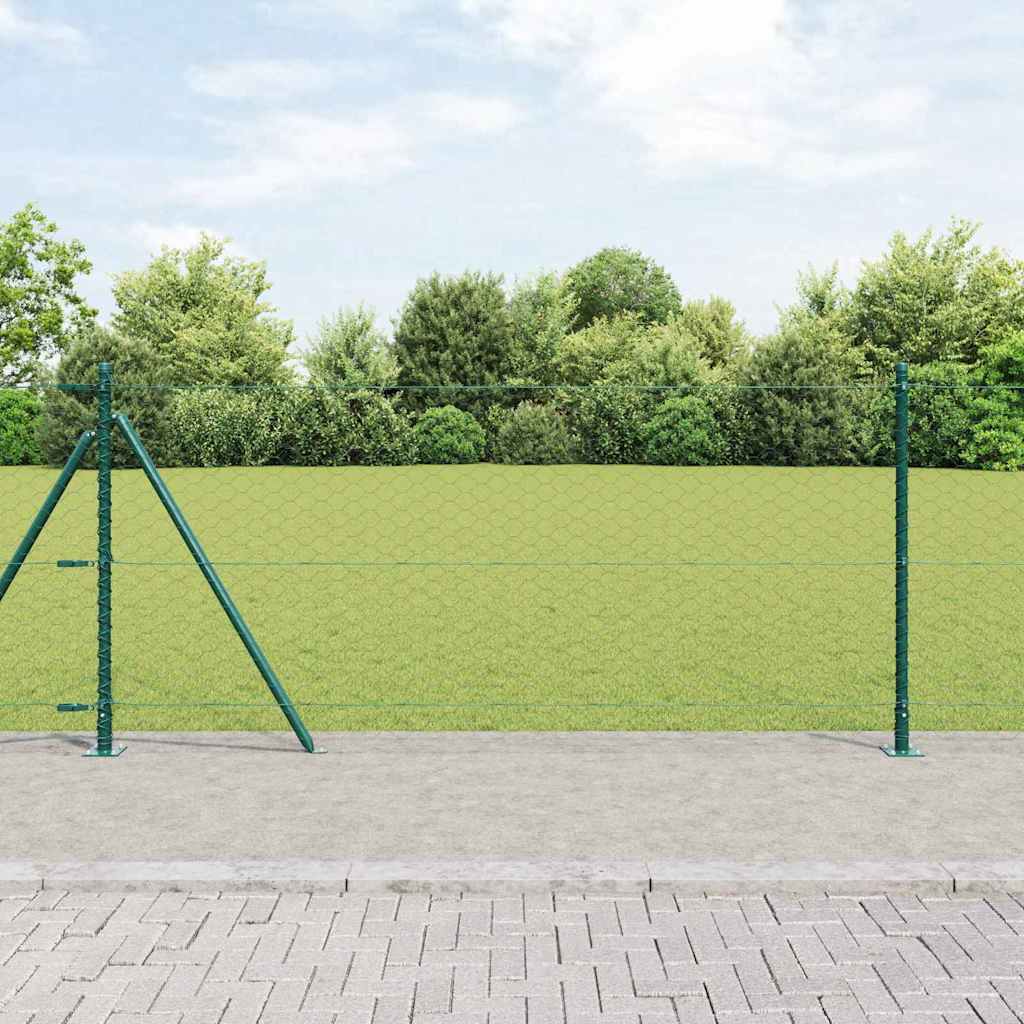 Vidaxl zeshoekig gaashek met betonnen voetstuk 10 x 0,8 m groen mesh