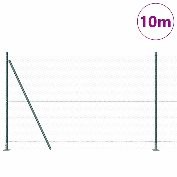 Vidaxl zeshoekig gaashek met betonnen voetstuk 10 x 1,4 m groen mesh