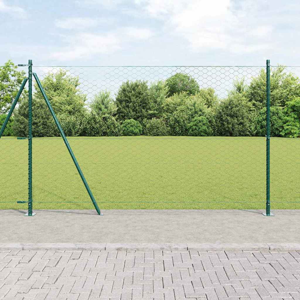 Vidaxl zeshoekig gaashek met betonnen voetstuk 10 x 1,4 m groen mesh