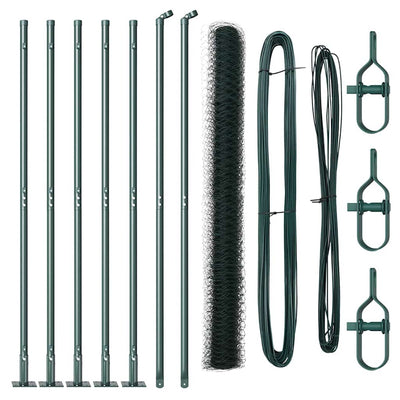 Vidaxl afrasteringspaal groen 10 x 1,4 m (50 mm gaas) staal en pvc