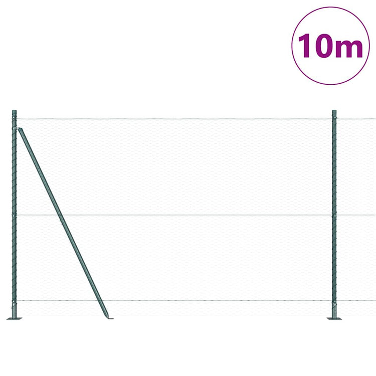 Vidaxl zeshoekig gaashek met betonnen voetstuk 10 x 1,5 m groen mesh