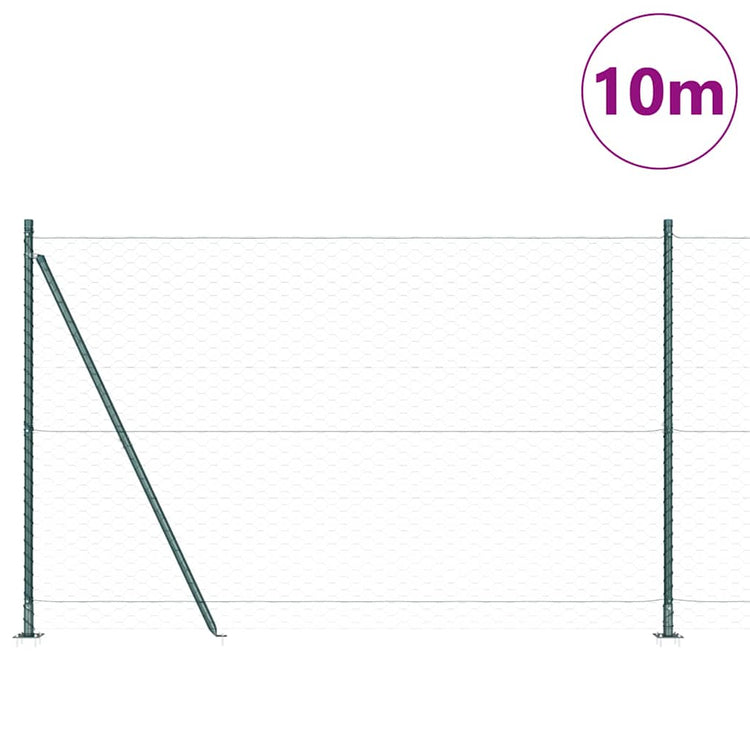 Vidaxl zeshoekig gaashek met betonnen voetstuk 10 x 1,5 m groen mesh
