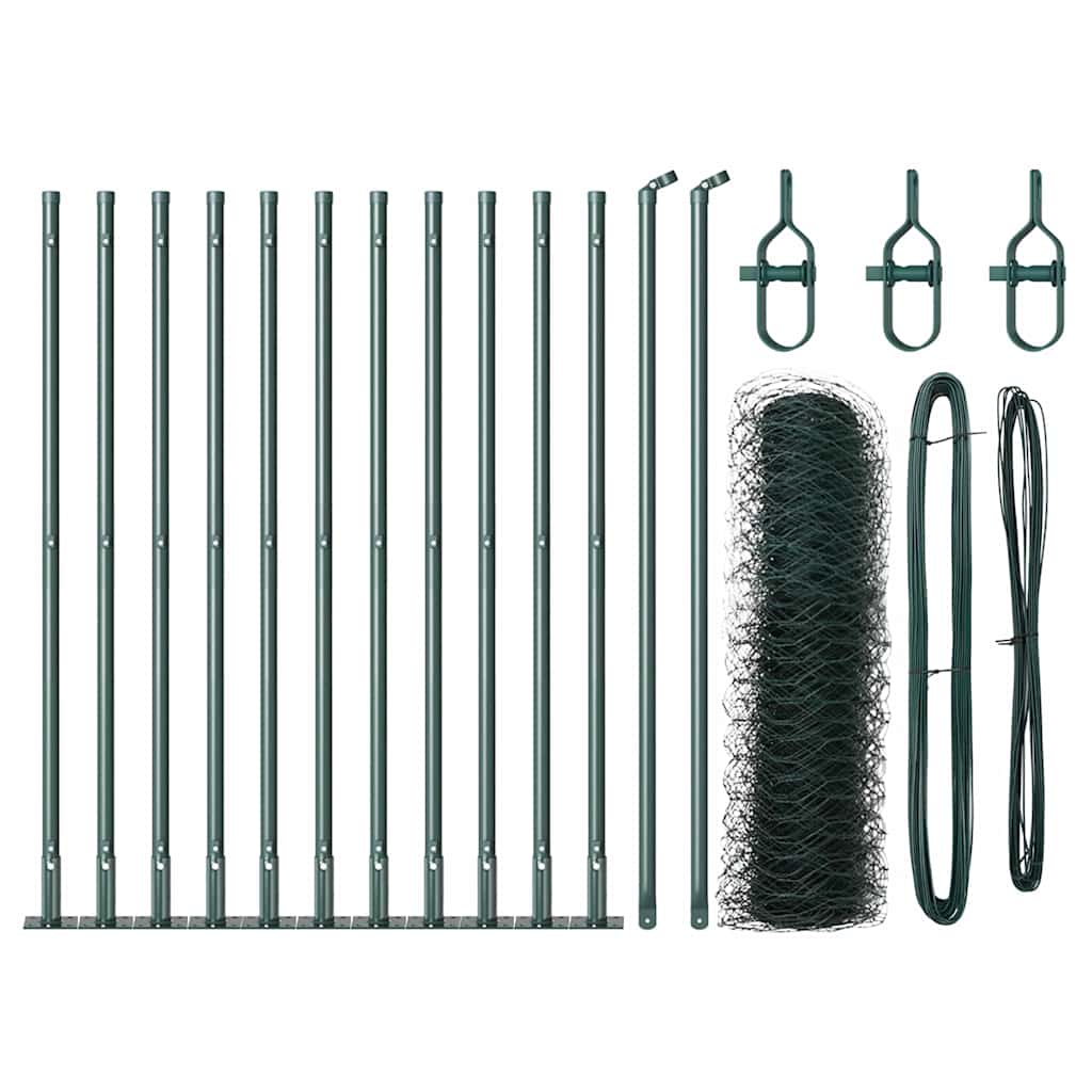 Vidaxl afrasteringspaal groen 25 x 0,6 m (50 mm gaas) staal en pvc