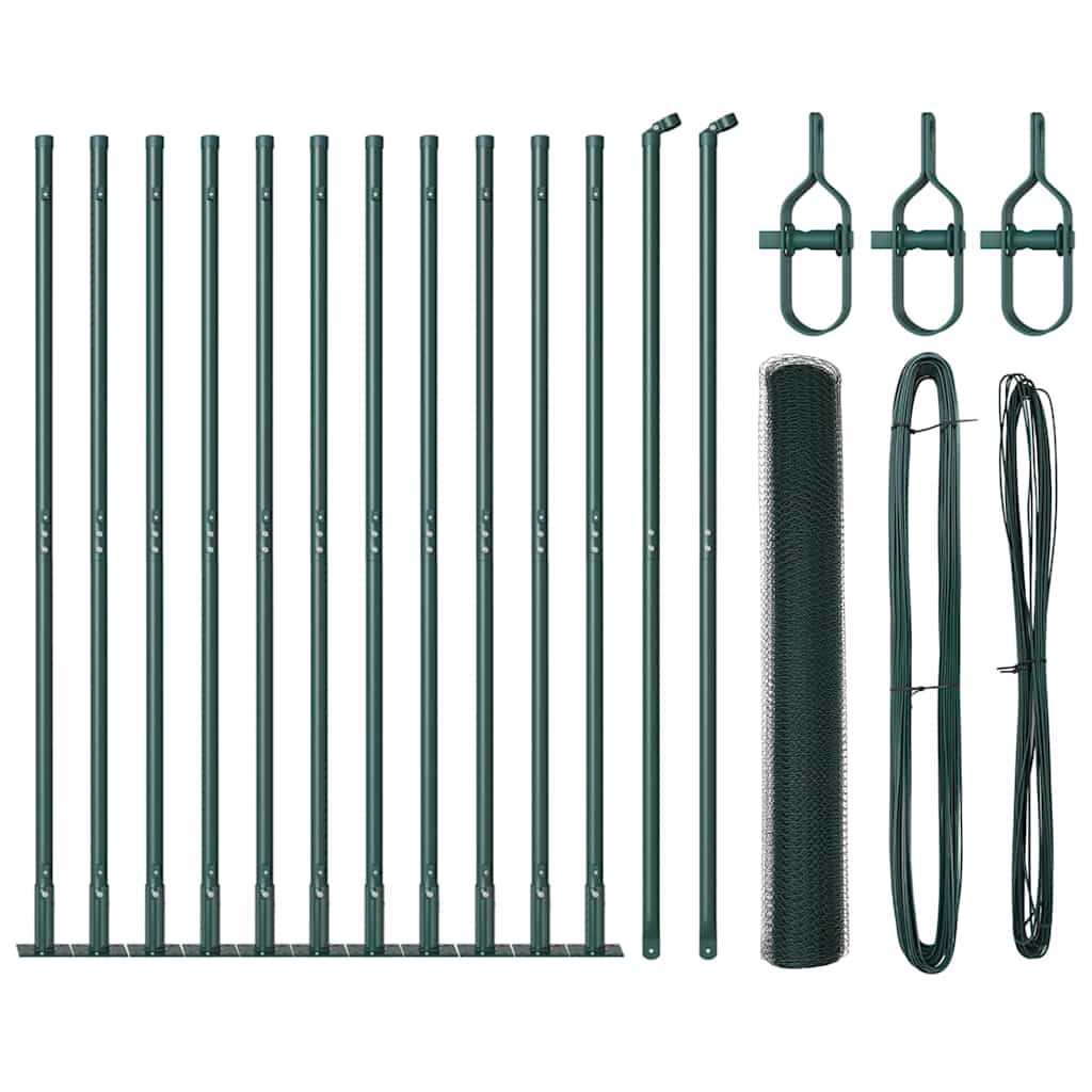 Vidaxl afrasteringspaal groen 25 x 0,8 m (13 mm gaas) staal en pvc