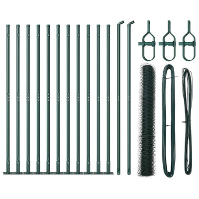 Vidaxl afrasteringspaal groen 25 x 0,8 m (50 mm gaas) staal en pvc