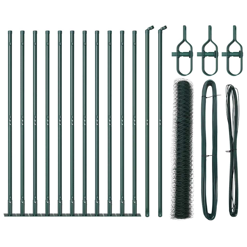 Vidaxl afrasteringspaal groen 25 x 1 m (36 mm gaas) staal