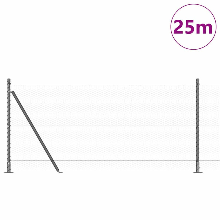 Vidaxl zeshoekig gaashek met betonnen voetstuk 25 x 0,8 m grijs mesh