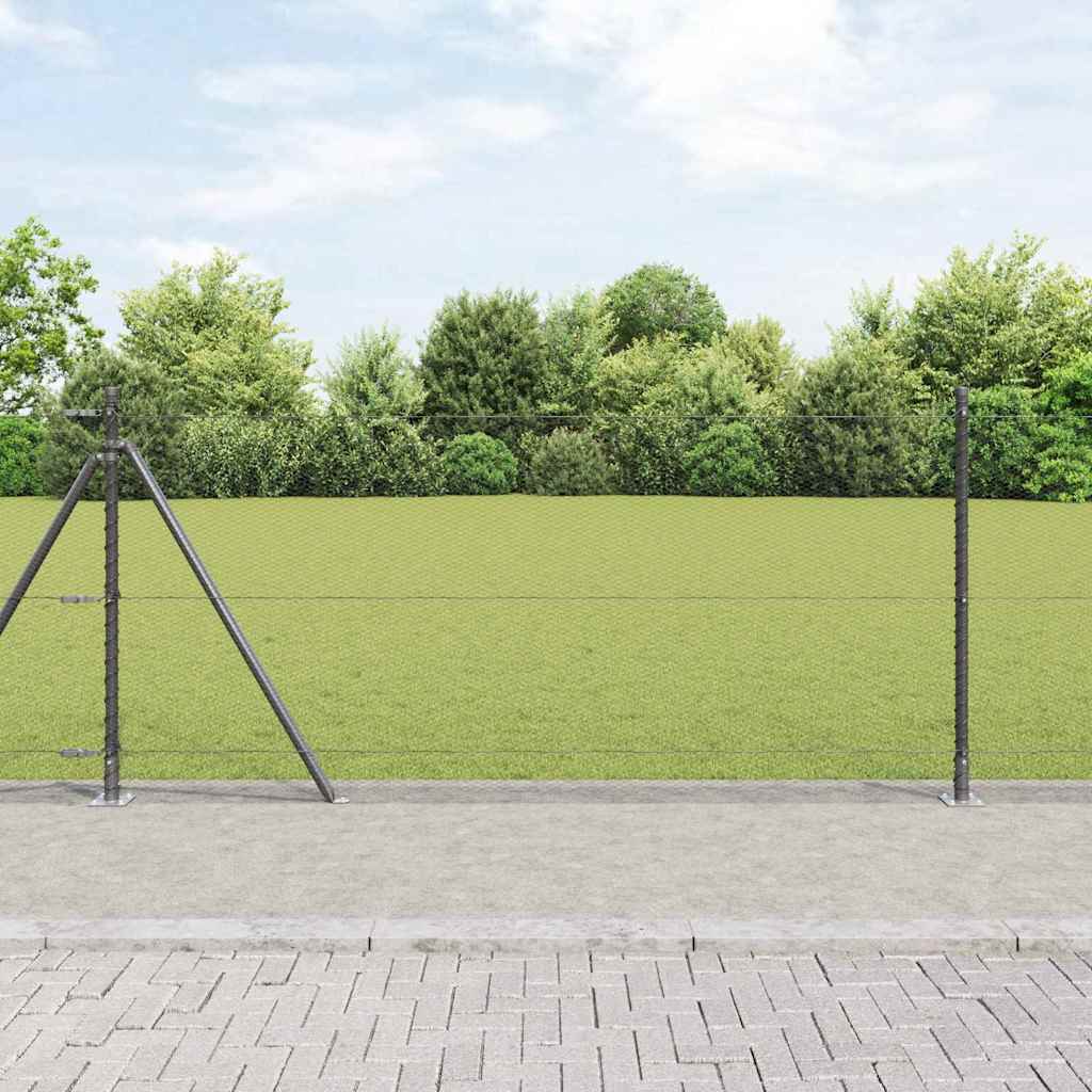 Vidaxl zeshoekig gaashek met betonnen voetstuk 25 x 1 m grijs mesh