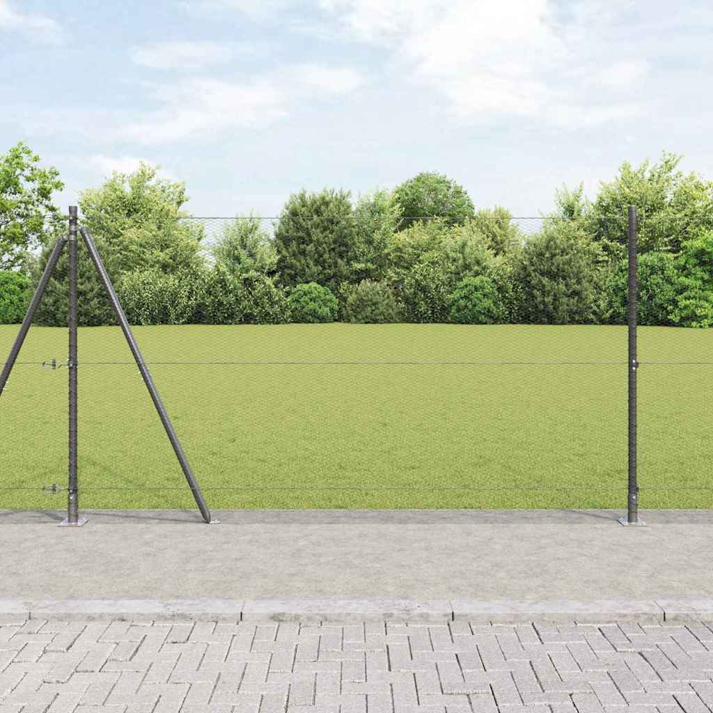 Vidaxl zeshoekig gaashek met betonnen voetstuk 25 x 1,2 m grijs mesh