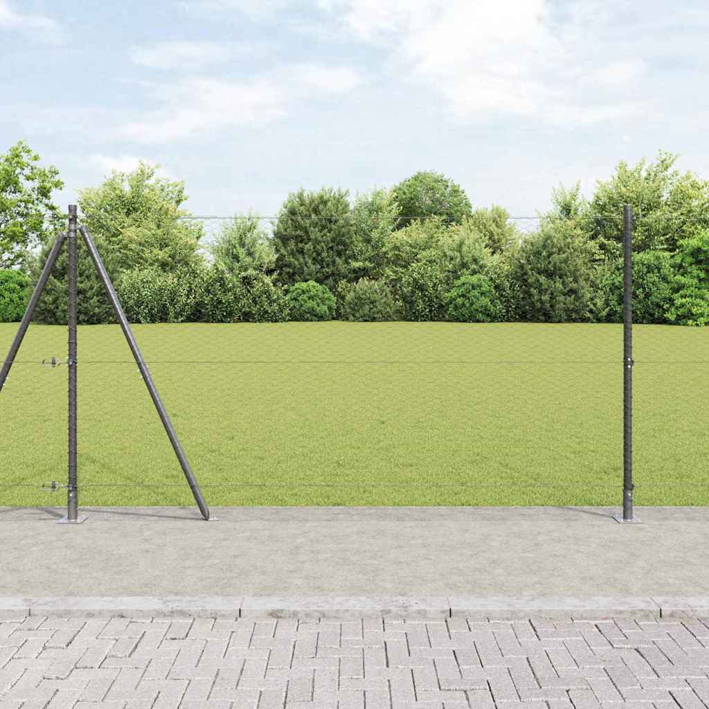 Vidaxl zeshoekig gaashek met betonnen voetstuk 25 x 1,2 m grijs mesh