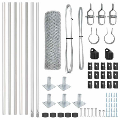 Vidaxl afrasteringspaal zilver 10 x 0,5 m (25 mm gaas) staal