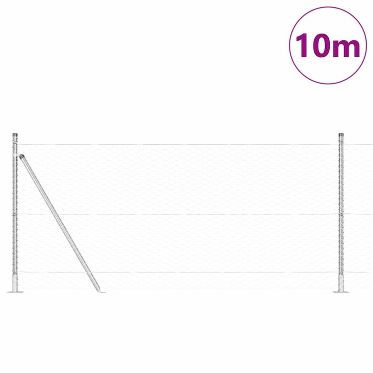 Vidaxl zeshoekig gaashek met betonnen voetstuk 10 x 0,8 m mesh