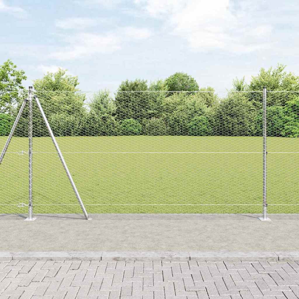 Vidaxl zeshoekig gaashek met betonnen voetstuk 10 x 1,2 m mesh