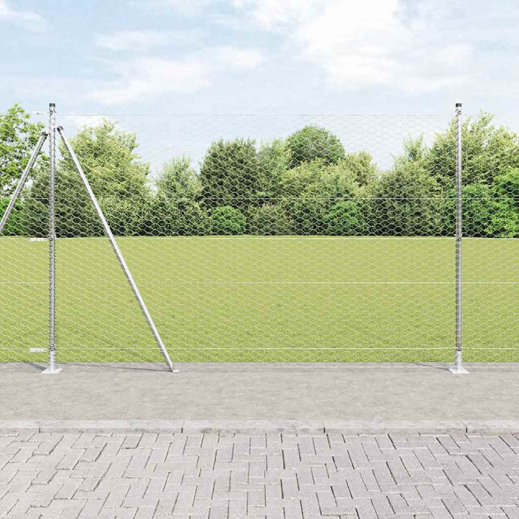 Vidaxl zeshoekig gaashek met betonnen voetstuk 10 x 1,5 m mesh