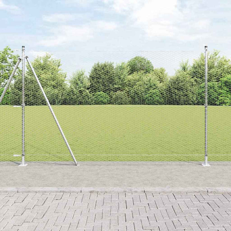 Vidaxl afrasteringspaal zilver 10 x 1,6 m (25 mm gaas) staal