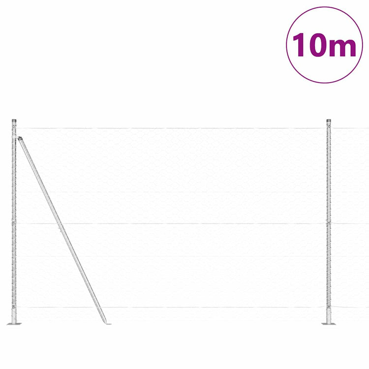 Vidaxl zeshoekig gaashek met betonnen voetstuk 10 x 1,6 m mesh