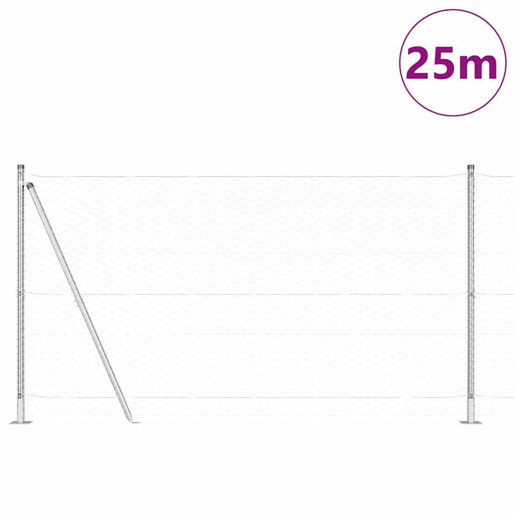 Vidaxl zeshoekig gaashek met betonnen voetstuk 25 x 1,2 m mesh