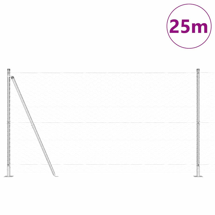 Vidaxl zeshoekig gaashek met betonnen voetstuk 25 x 1,2 m mesh