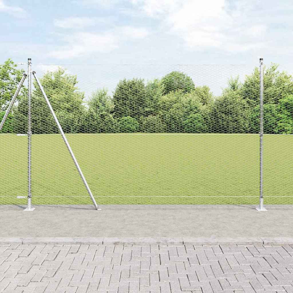 Vidaxl zeshoekig gaashek met betonnen voetstuk 25 x 1,4 m mesh