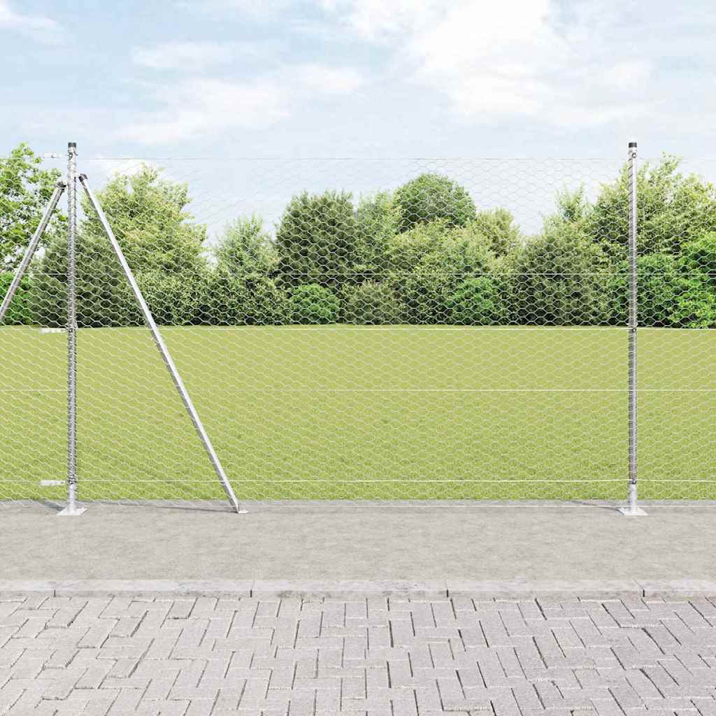 Vidaxl zeshoekig gaashek met betonnen voetstuk 25 x 1,5 m mesh