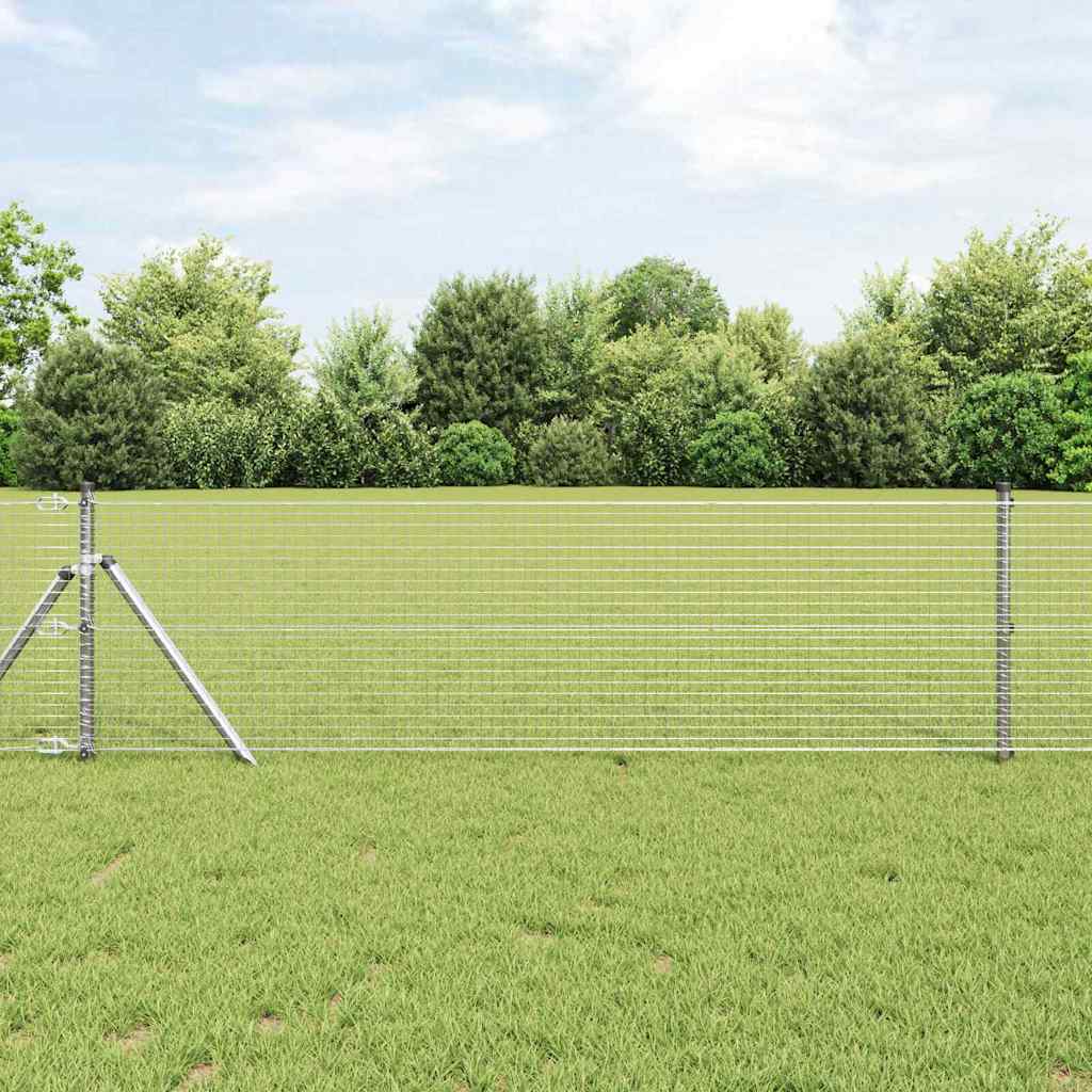 Vidaxl gelast draadhek met grondbevestiging 10 x 0,8 m zilverkleurig