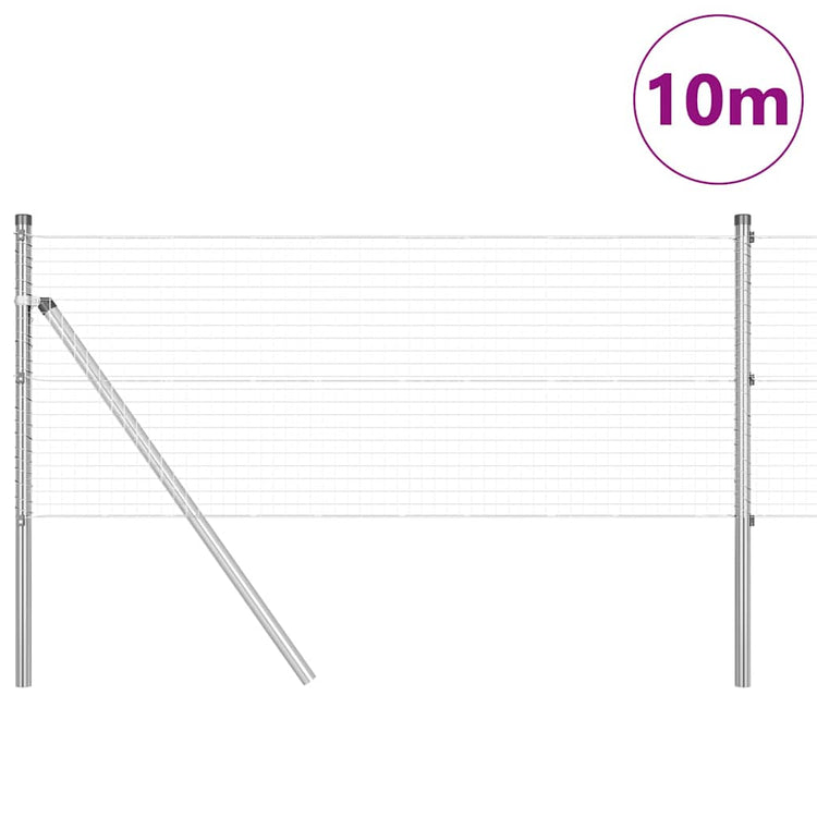 Vidaxl gelast draadhek met grondbevestiging 10 x 0,8 m zilverkleurig
