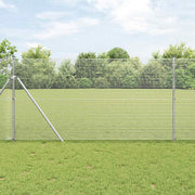 Vidaxl gelast draadhek met grondbevestiging 10 x 1 m zilverkleurig - afbeelding 1