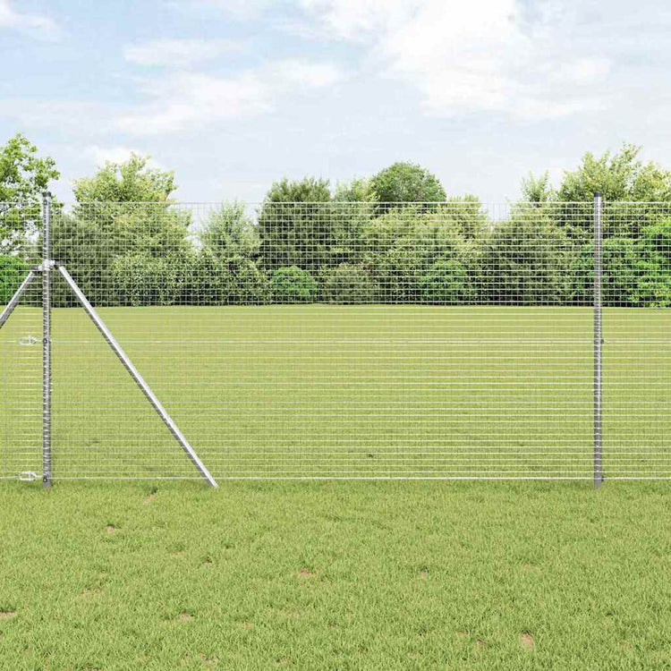 Vidaxl gelast draadhek met grondbevestiging 10 x 1 m zilverkleurig