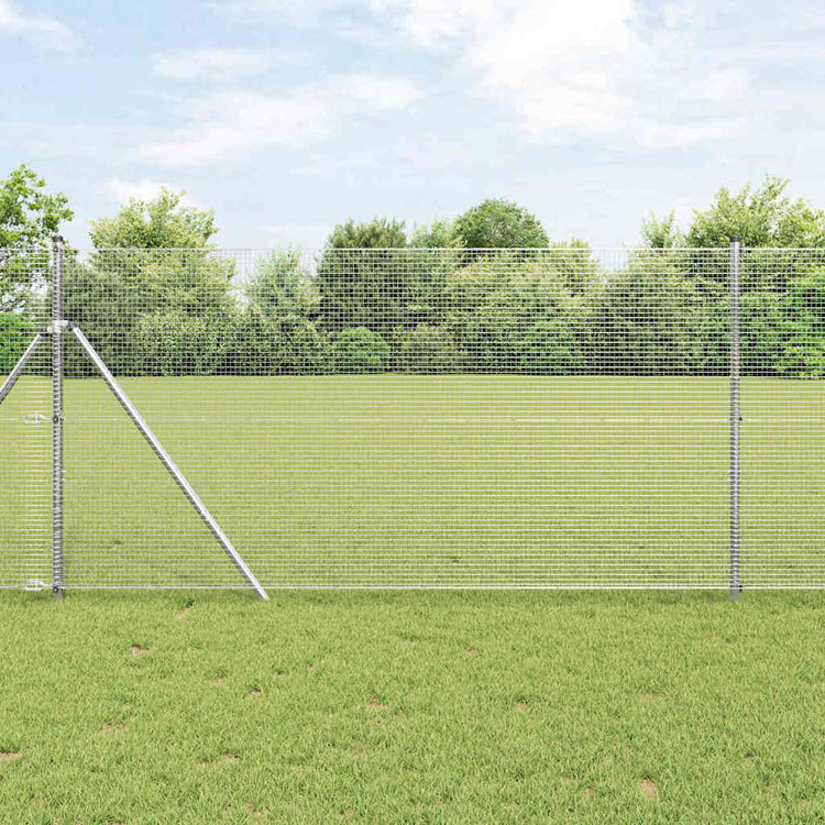 Vidaxl gelast draadhek met grondbevestiging 10 x 1,4 m zilverkleurig