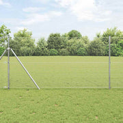 Vidaxl gelast draadhek met grondbevestiging 10 x 1,4 m zilverkleurig - afbeelding 1