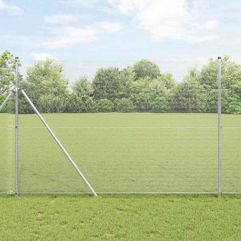 Vidaxl gelast draadhek met grondbevestiging 10 x 1,5 m zilverkleurig