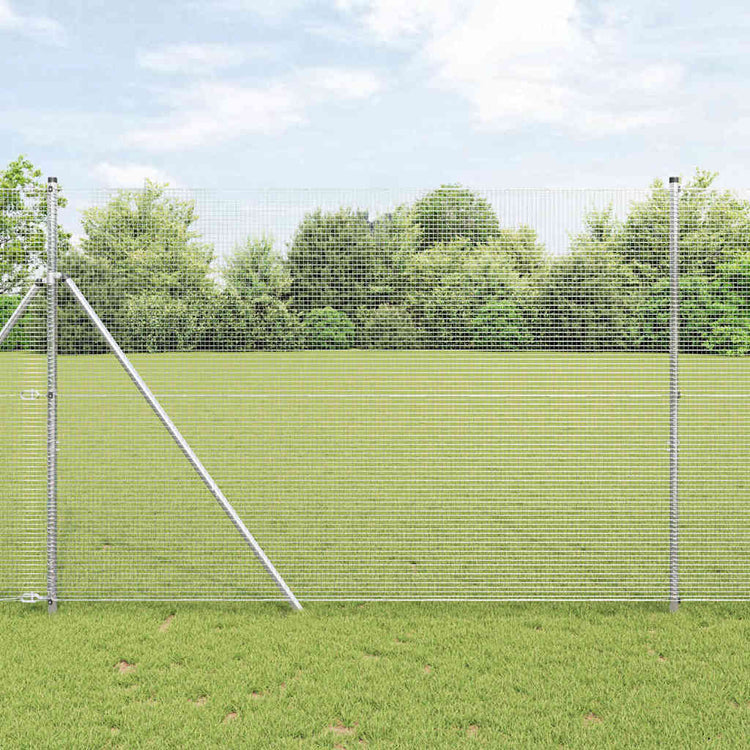 Vidaxl gelast draadhek met grondbevestiging 10 x 1,6 m zilverkleurig