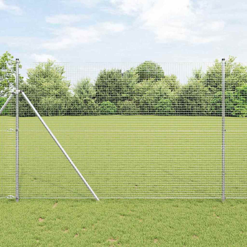 Vidaxl gelast draadhek met grondbevestiging 10 x 1,6 m zilverkleurig
