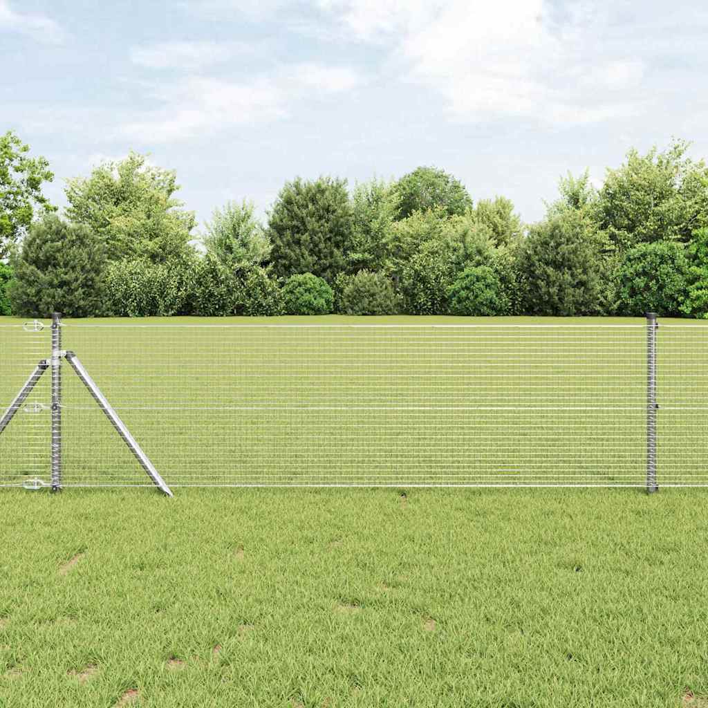 Vidaxl gelast draadhek met grondbevestiging 25 x 0,4 m zilverkleurig